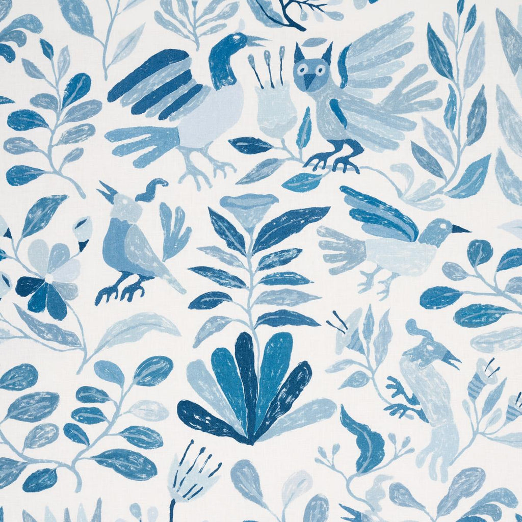 Schumacher Canopy Blue Birds Fabric