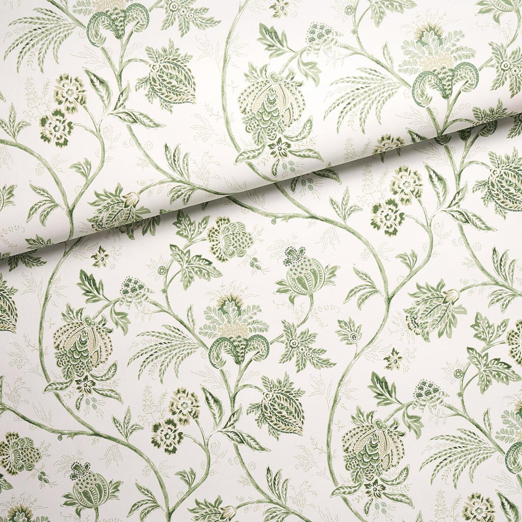 Schumacher Chinoiserie Vine Leaf Green Wallpaper