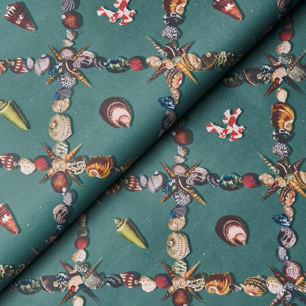 Schumacher Grotto Treillage Multi On Teal Wallpaper