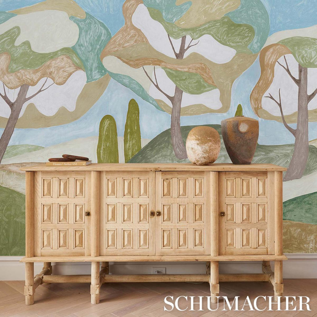 Schumacher Forest Hills Panel Set Sky Wallpaper