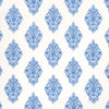 Schumacher Zinda Embroidery Blue On Ivory Fabric