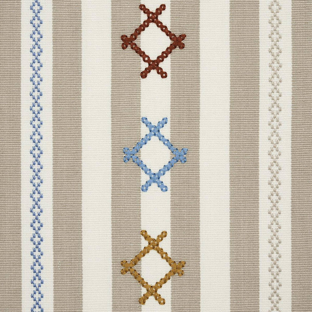 Schumacher Rhodes Stripe Neutral Fabric