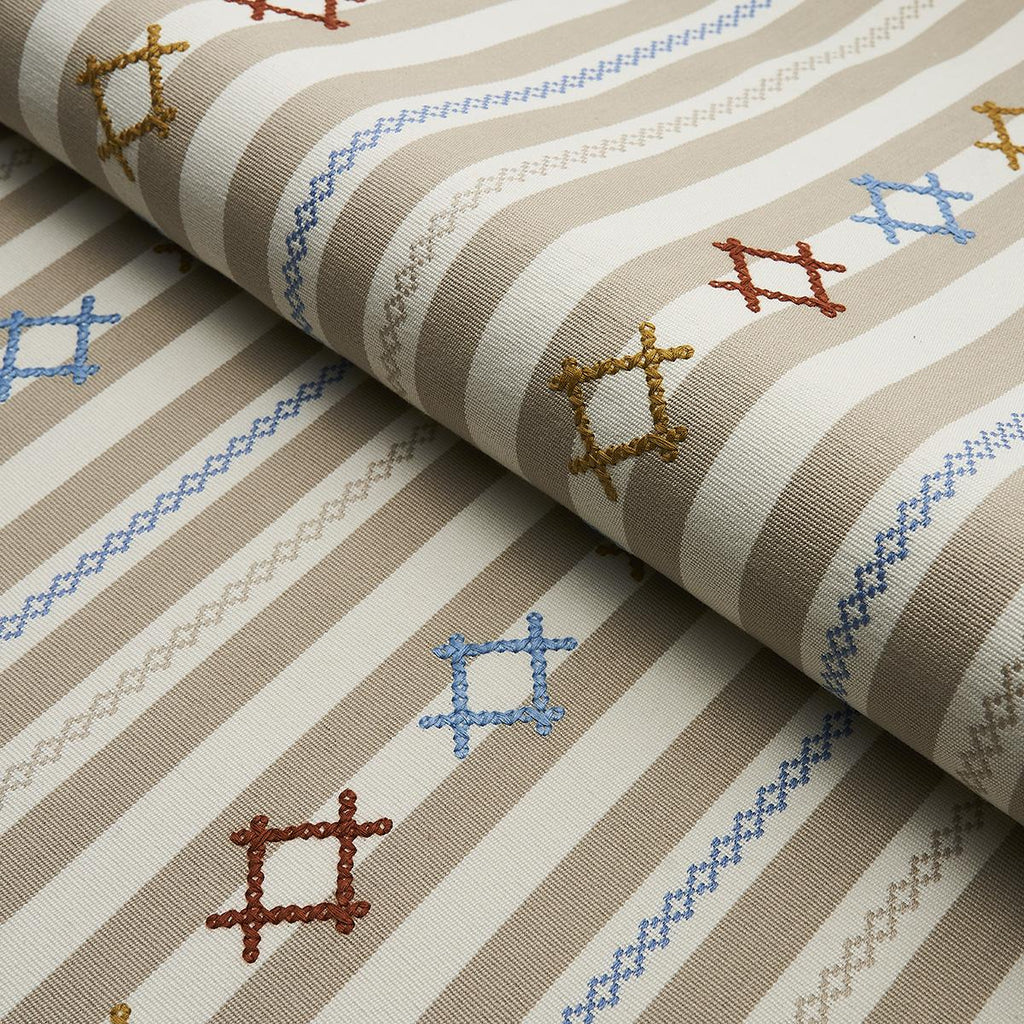 Schumacher Rhodes Stripe Neutral Fabric