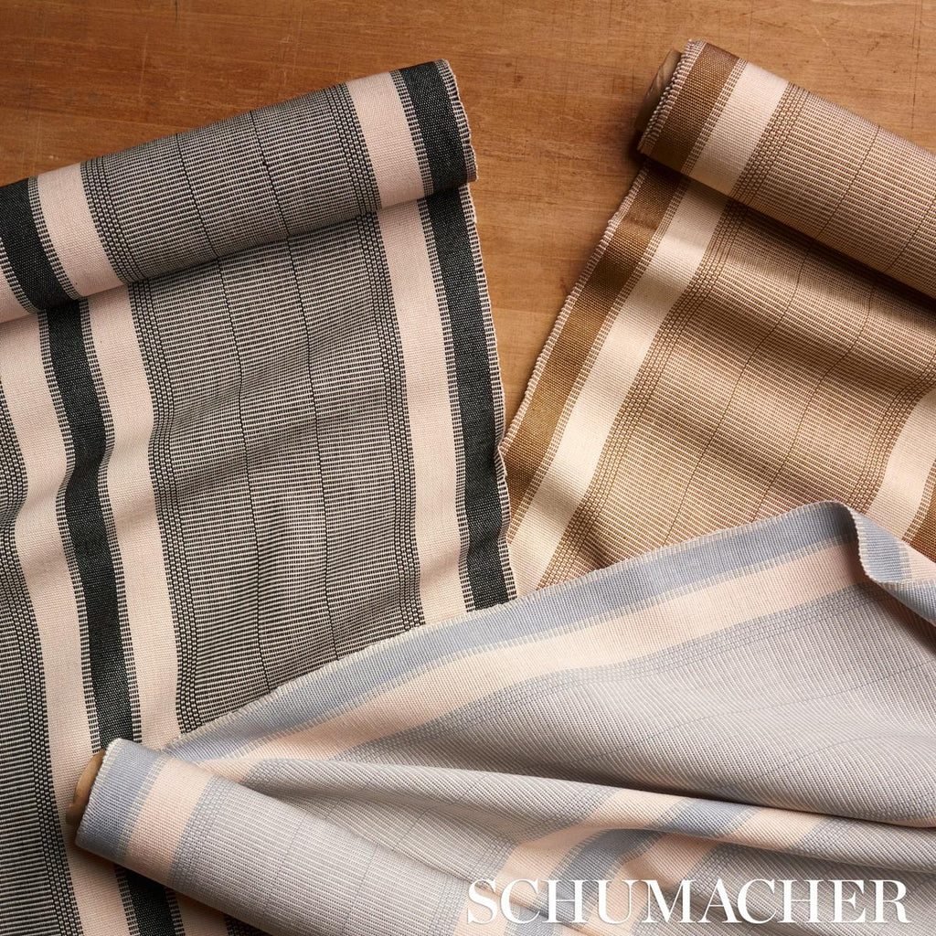 Schumacher Ipala Hand Woven Stripe Sky Fabric