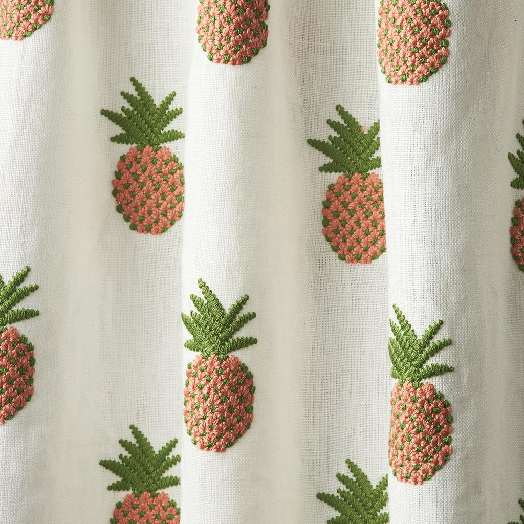 Schumacher Pineapple Embroidery Apricot On Ivory Fabric