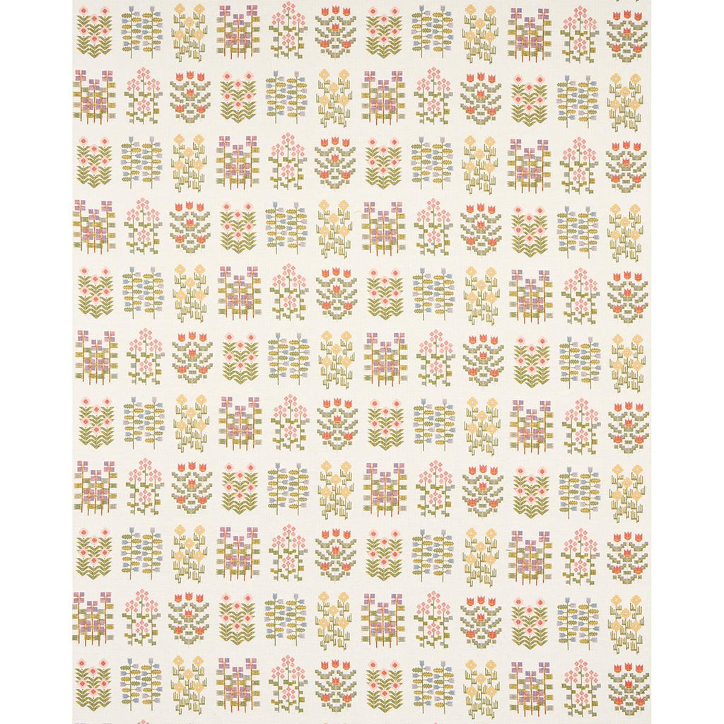 Schumacher Annika Floral Tapestry Multi On Ivory Fabric