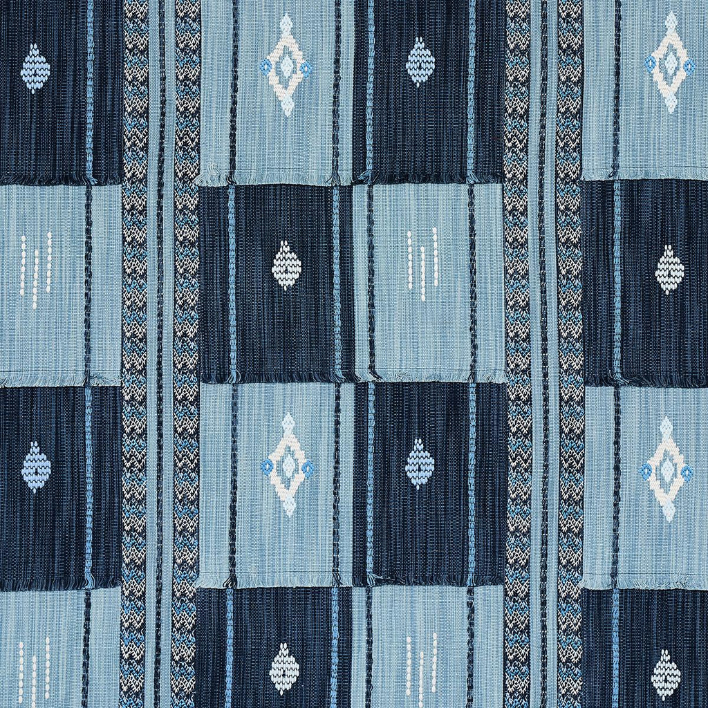 Schumacher Aravali Patchwork Denim And Indigo Fabric