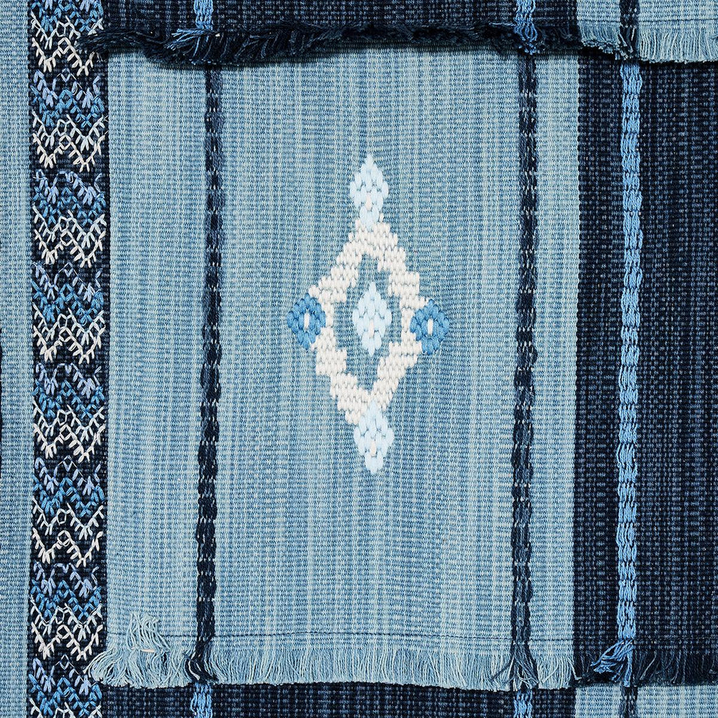 Schumacher Aravali Patchwork Denim And Indigo Fabric