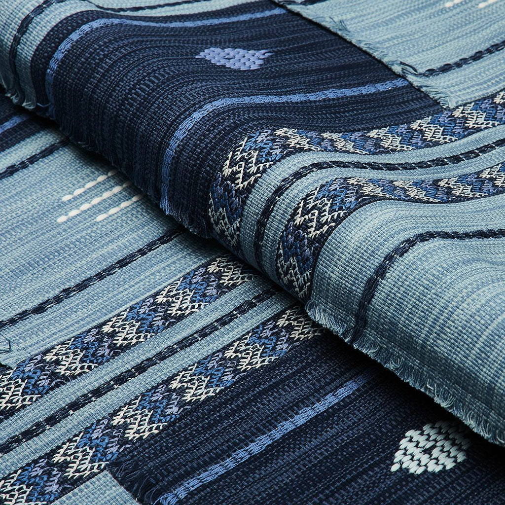 Schumacher Aravali Patchwork Denim And Indigo Fabric