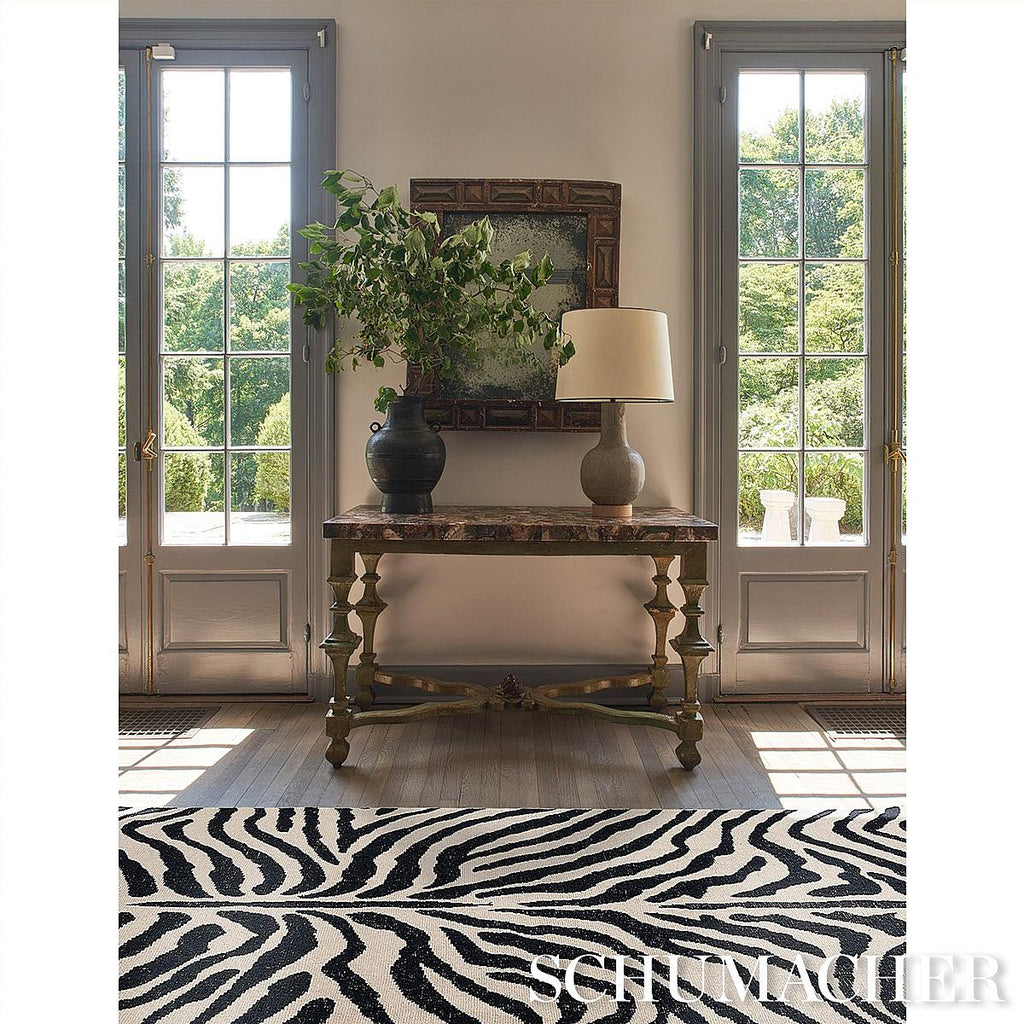 Schumacher Zebre Hand-Knotted Black & Ivory 8' x 10' Rug