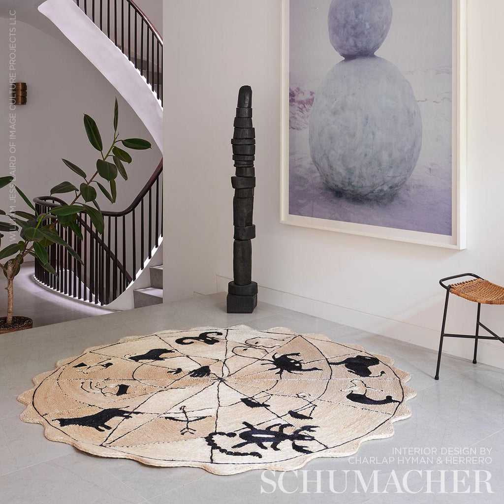 Schumacher Astrologia Natural/Black 5.83' x 5.83' Rug