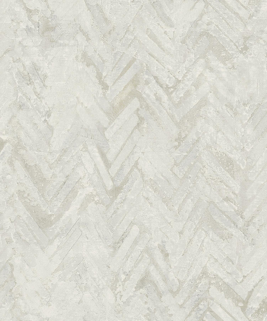 A-Street Prints Amesemi Distressed Herringbone Off-White Wallpaper