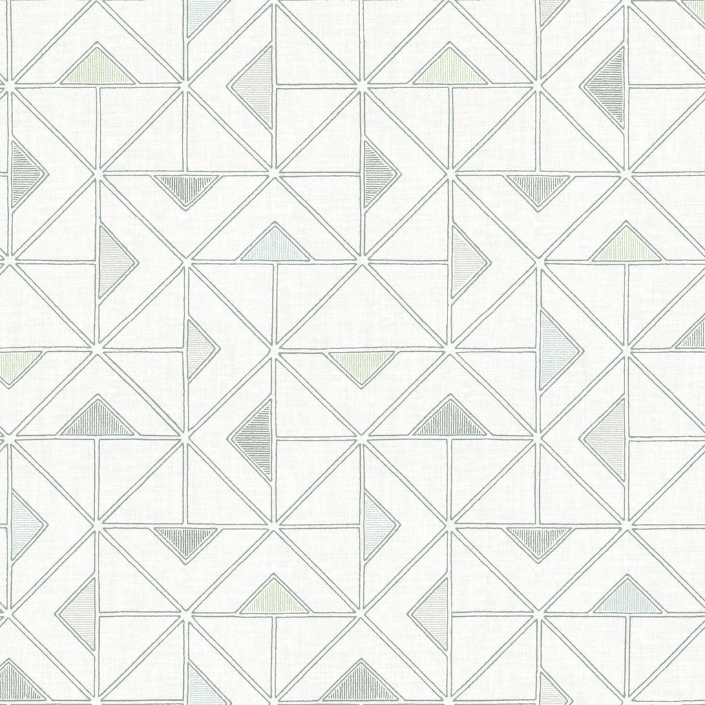 A-Street Prints Jekyl Green Triangles Wallpaper