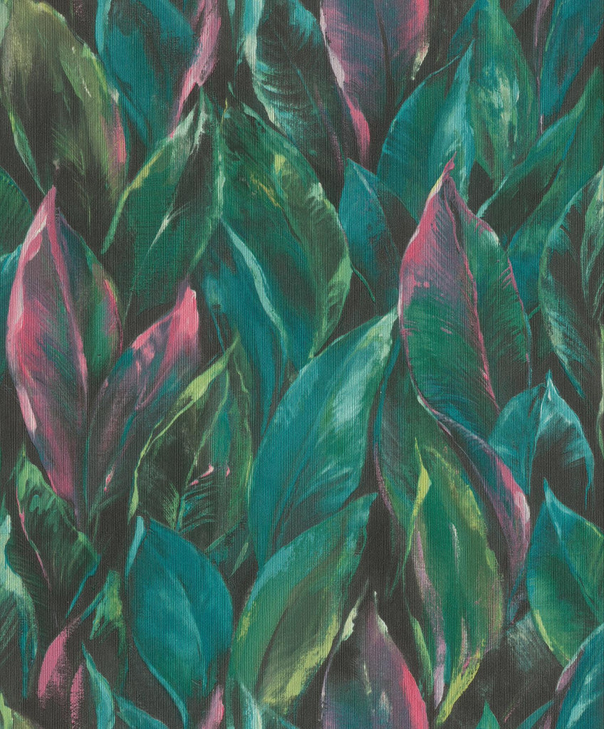 Brewster Home Fashions Maclayi Fuschia Banana Leaf Wallpaper