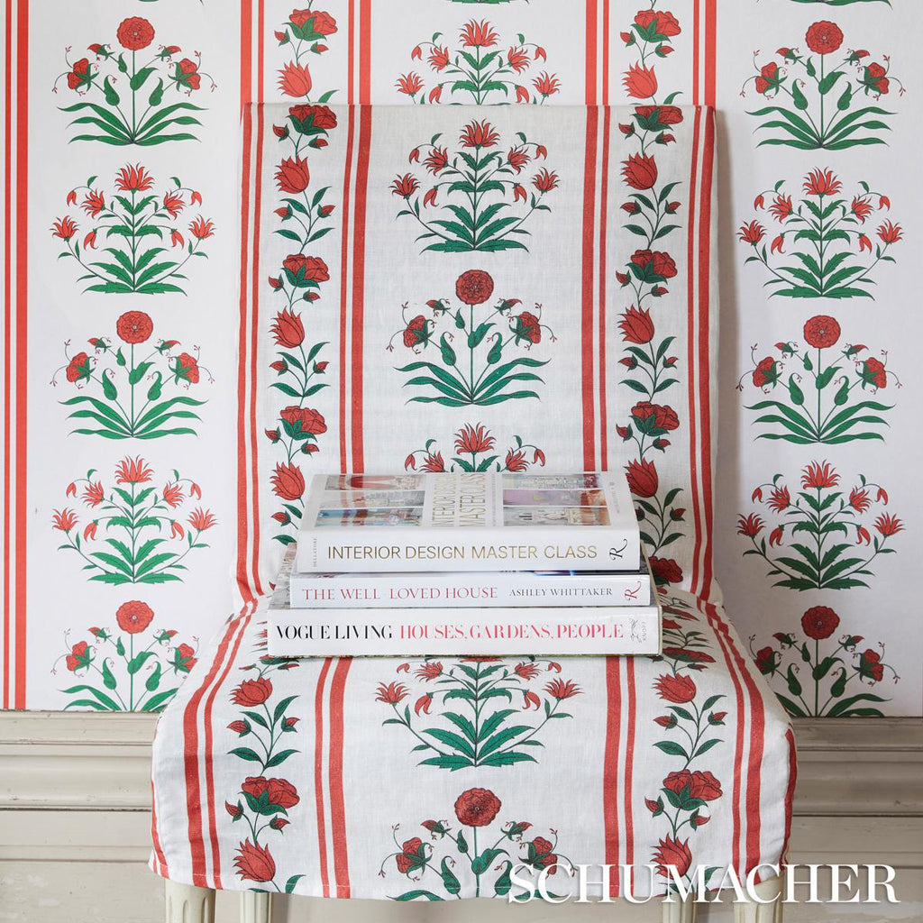 Schumacher Royal Poppy Stripe Red Fabric