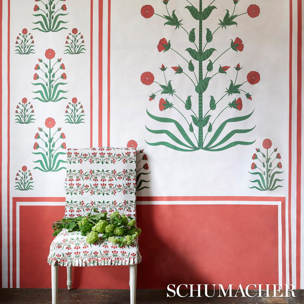 Schumacher Royal Poppy Stripe Red Fabric