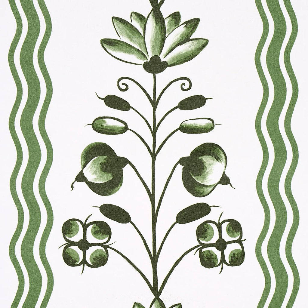 Schumacher Delft Waves Green Wallpaper