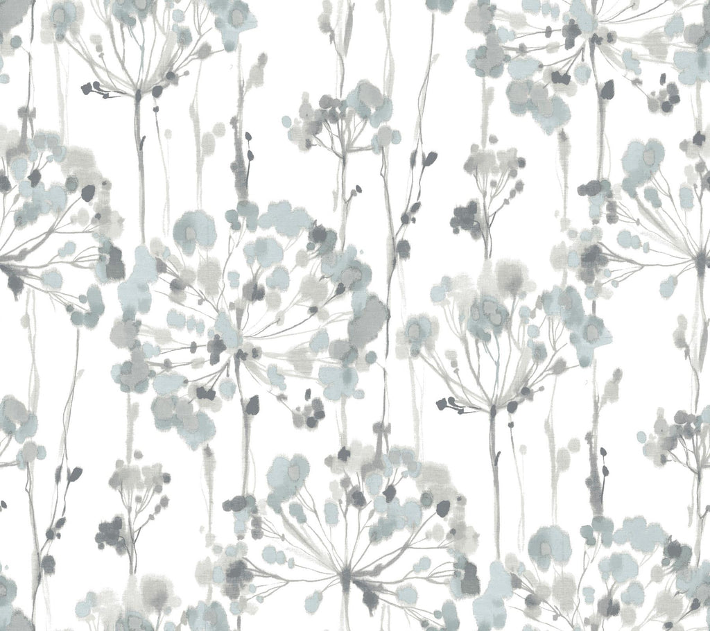 Candice Olson Flourish Peel & Stick Sheer Blue & Grey Wallpaper