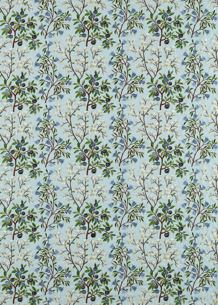 Sanderson Foraging Embroidery Dawn Blue Fabric