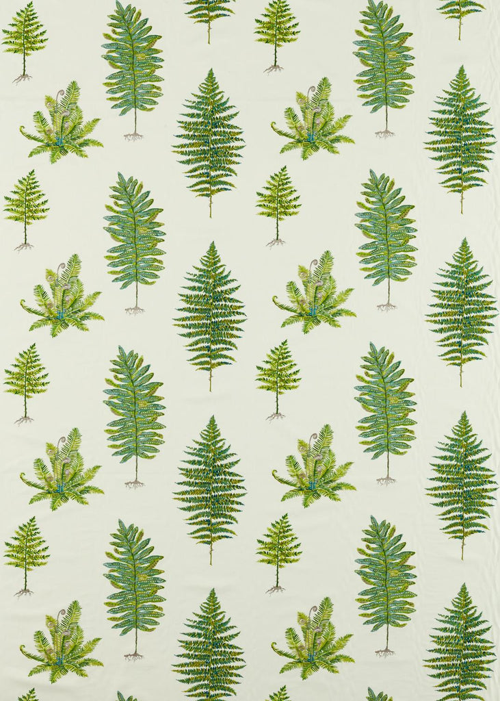 Sanderson Fernery Embroidery Botanical Green Fabric