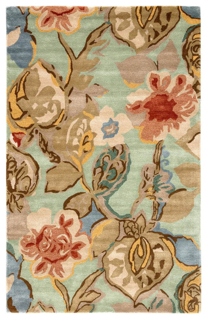 Jaipur Living Blue Petal Pusher Floral Green / Multicolor 3'6" x 5'6" Rug