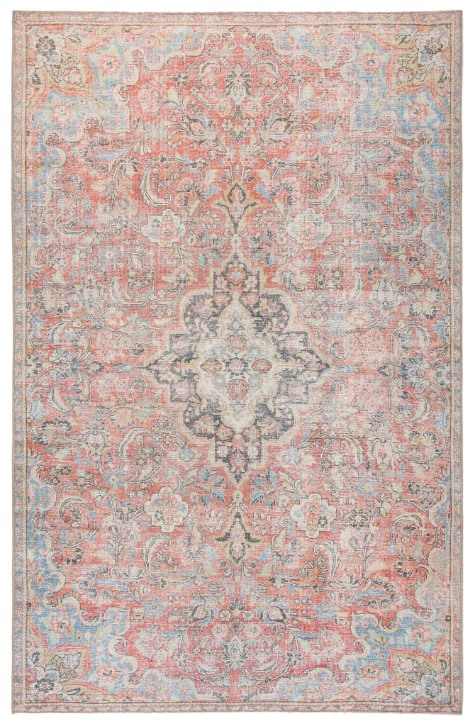 Jaipur Living Foix Indoor/ Outdoor Medallion Red/ Light Blue Runner Rug (2'6"X7'6")