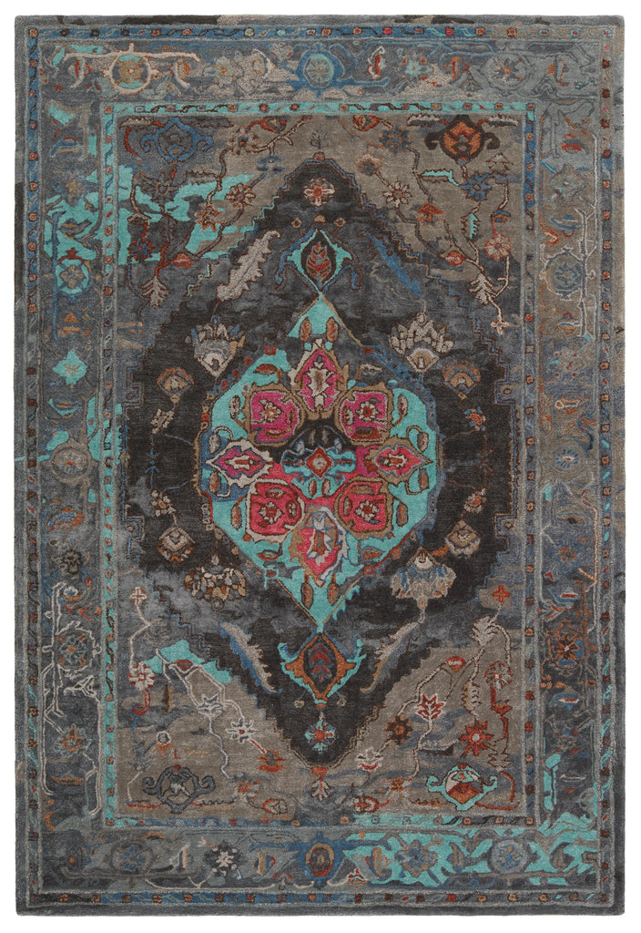 Jaipur Living Citrine Raisa Medallion Gray / Aqua 5' x 8' Rug