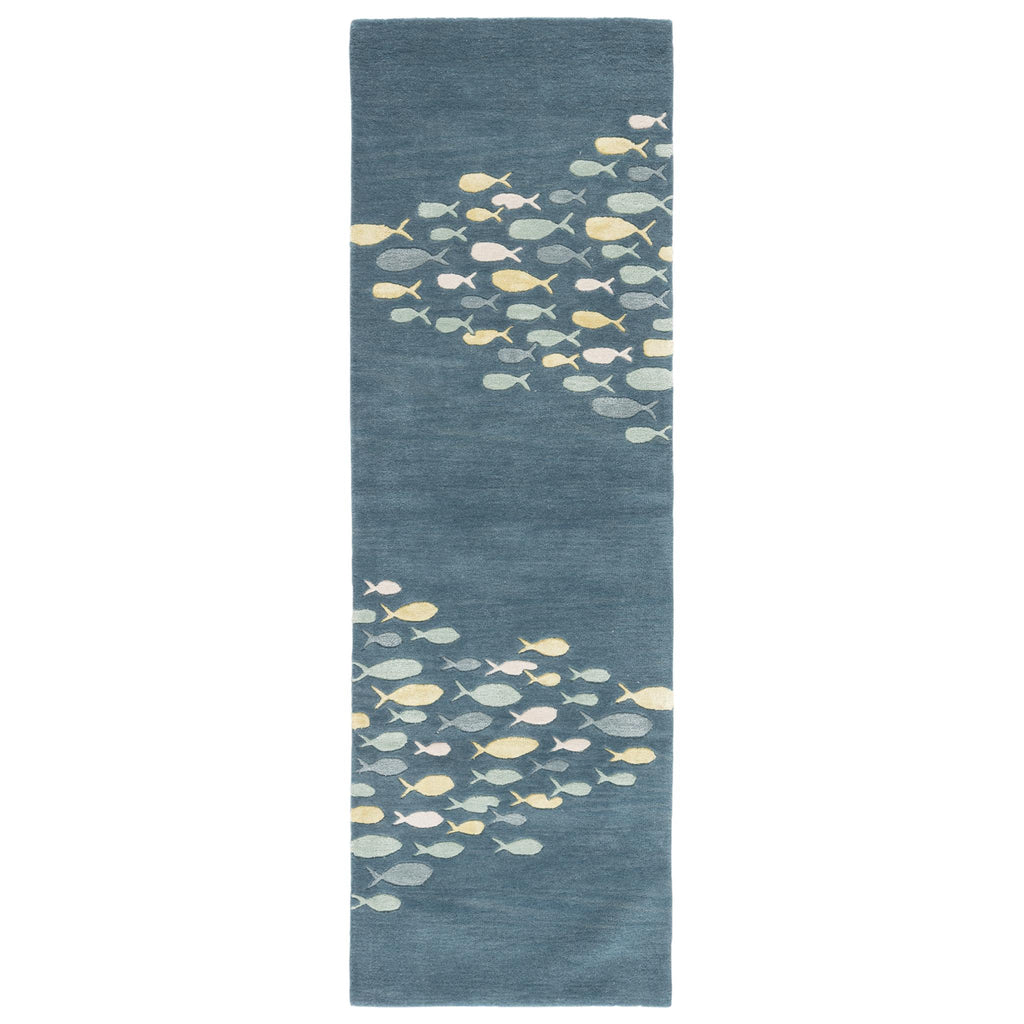 Jaipur Living Schooled Handmade Animal Pattern Blue/ Gray Runner Rug (2'6"X8')