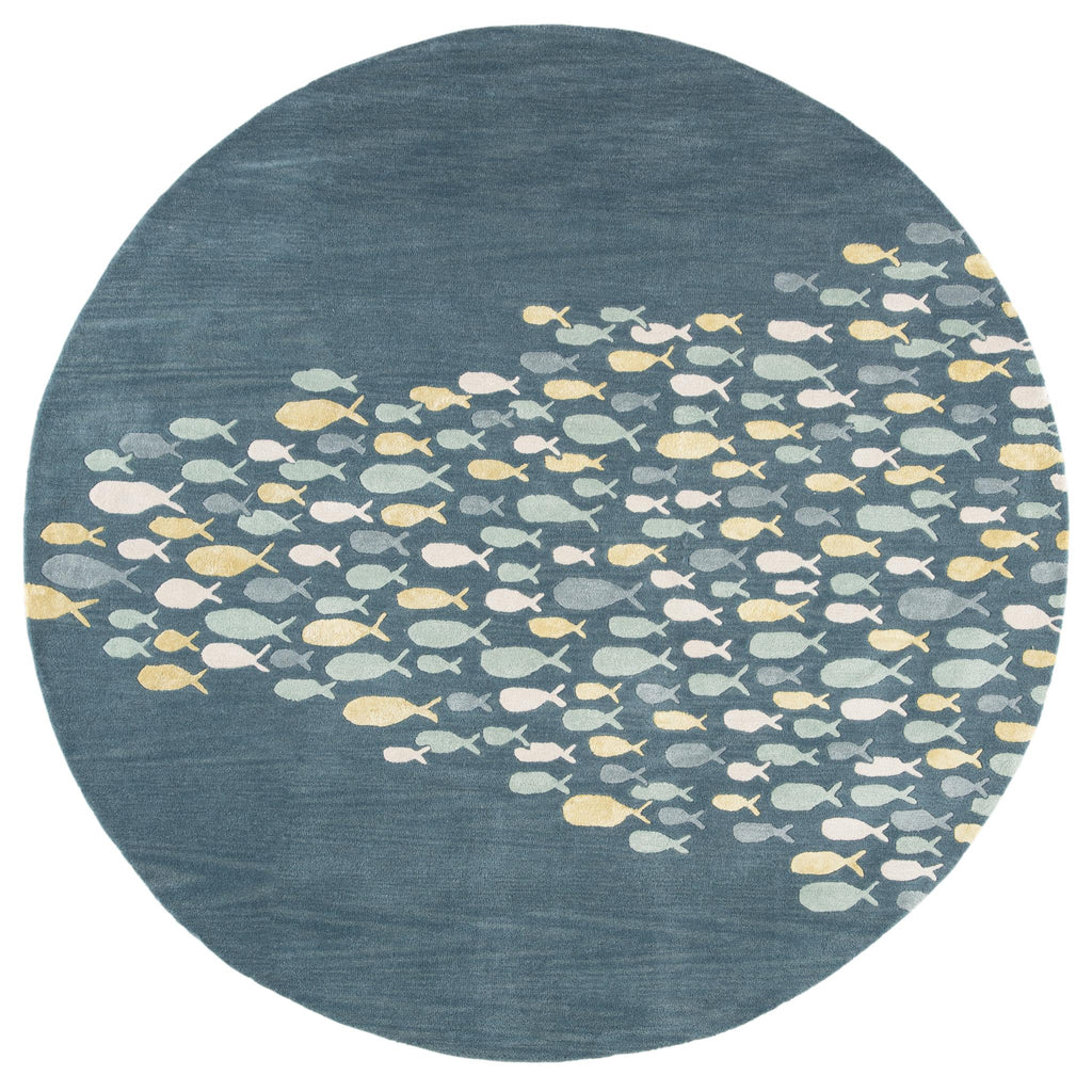 Jaipur Living Schooled Handmade Animal Pattern Blue/ Gray Round Area Rug (8' Rnd)