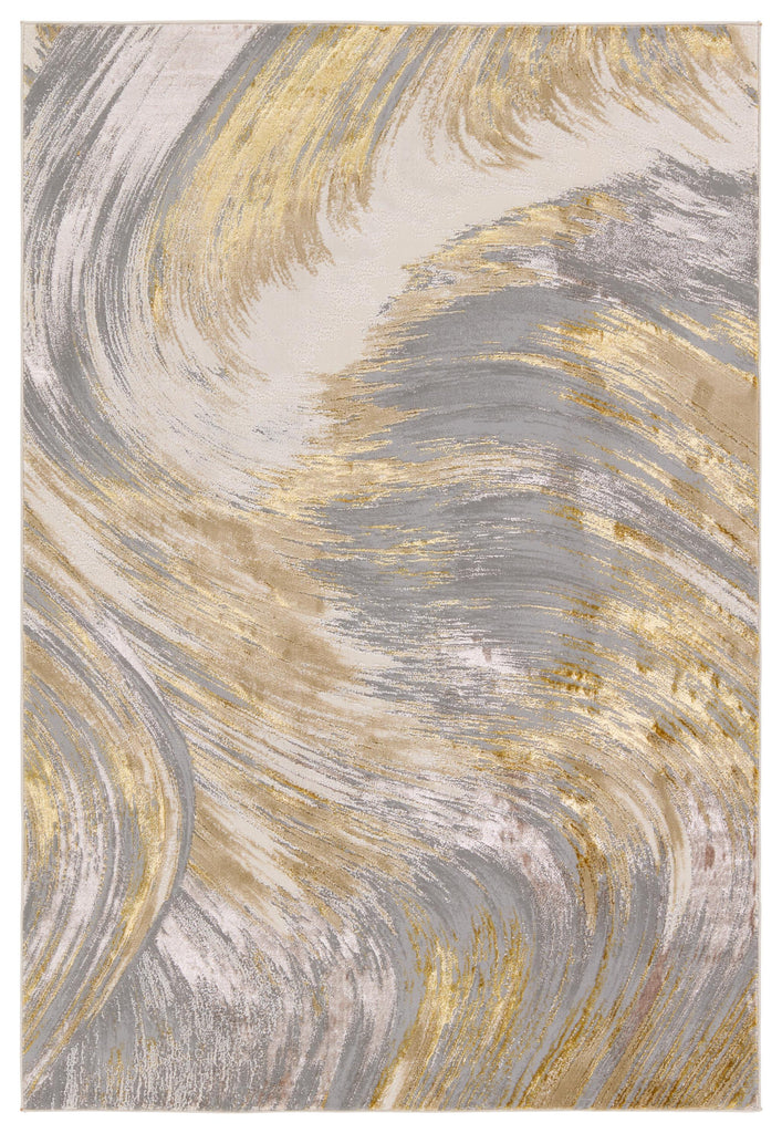 Jaipur Living Catalyst Zione Abstract Gold / Gray 2'2" x 8' Rug