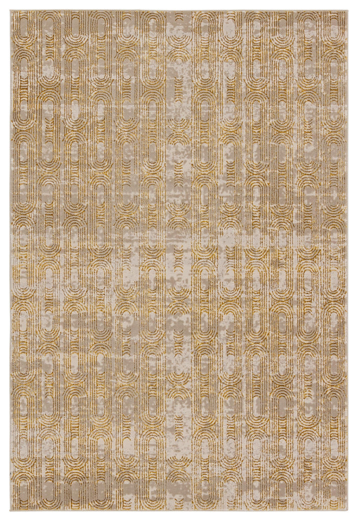 Jaipur Living Catalyst Gimeas Geometric Gold / Taupe 2'2" x 8' Rug