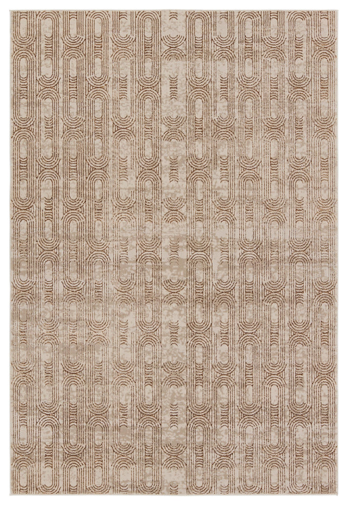 Jaipur Living Catalyst Gimeas Geometric Gold / Beige 2'2" x 8' Rug