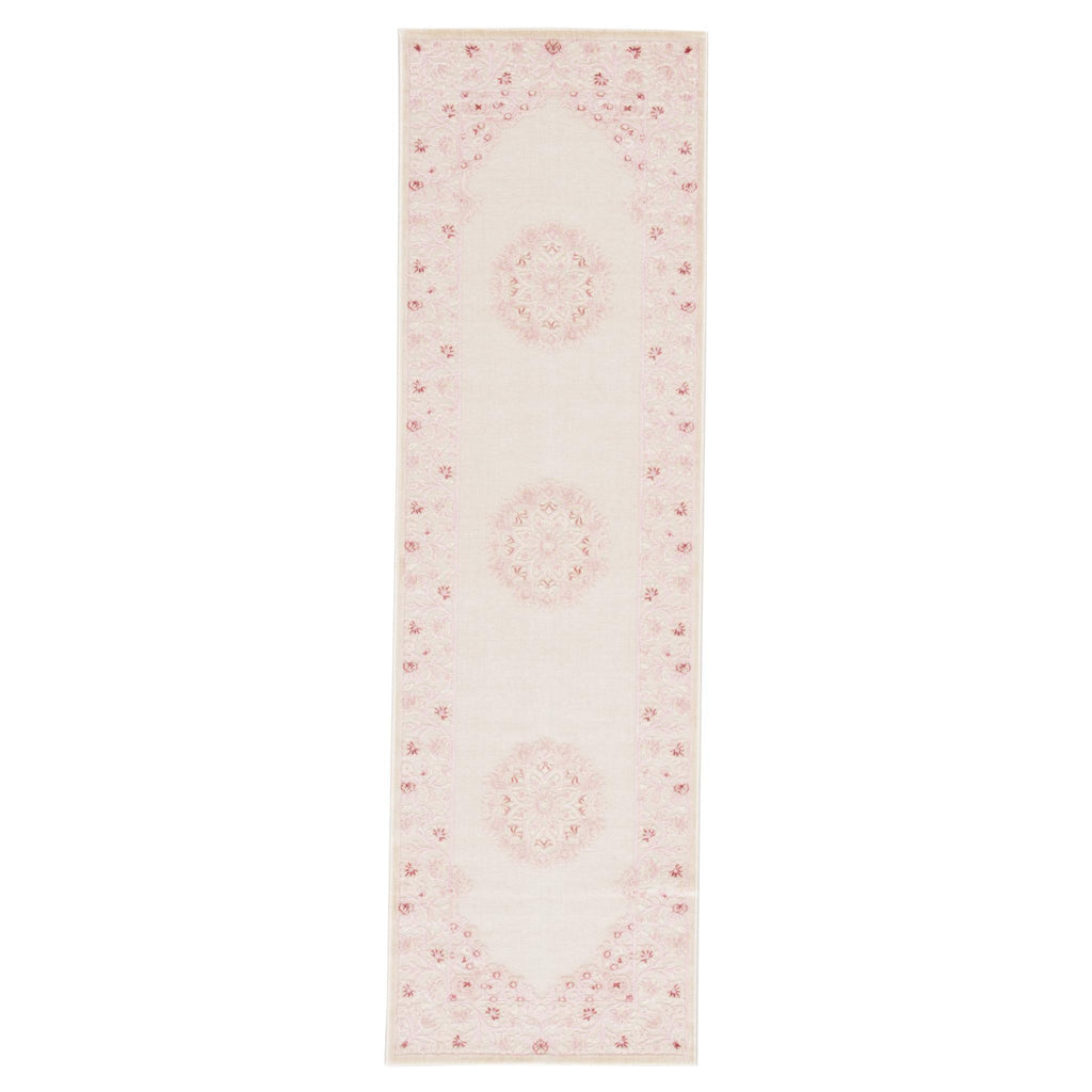 Jaipur Living Fables Malo Medallion Pink / White 2'6" x 8' Rug