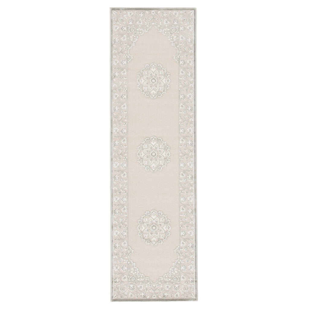 Jaipur Living Fables Malo Medallion Gray / White 2'6" x 8' Rug