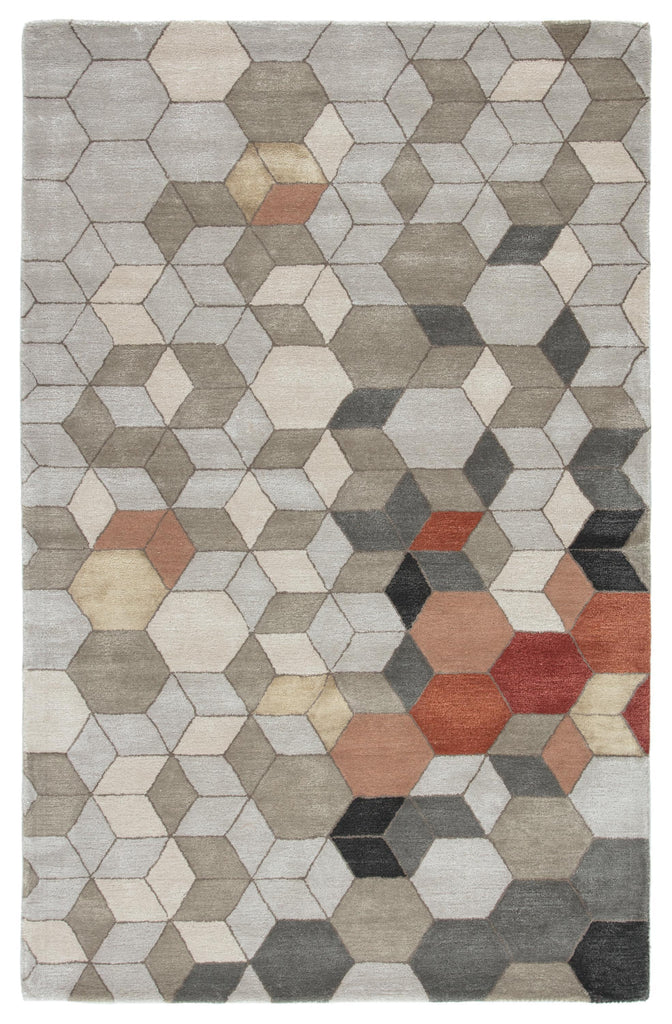 Jaipur Living Genesis Combs Geometric Light Gray / Orange 5' x 8' Rug