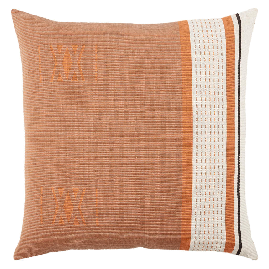 Vibe By Jaipur Living Parvati Tribal Warm Taupe/ Terracotta Pillow Cover (22" Square)