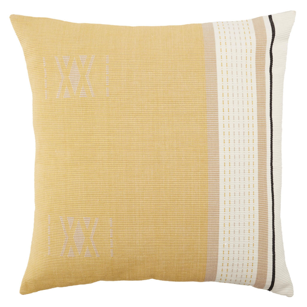 Jaipur Living Navida Parvati Tribal Yellow / Light Taupe 22" x 22" Pillow