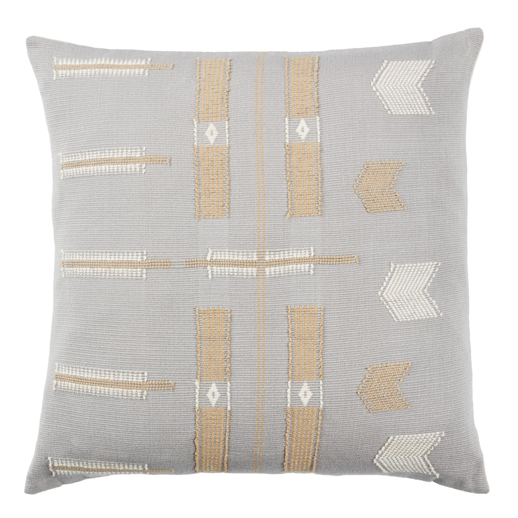 Jaipur Living Longkhum Tribal Light Gray/ Tan Pillow Cover (18" Square)