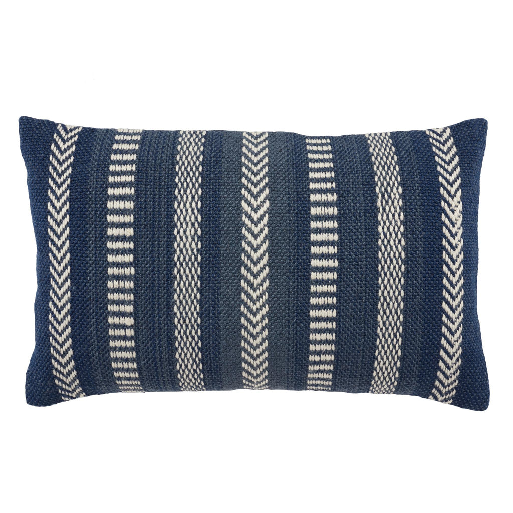 Vibe By Jaipur Living Papyrus Indoor/ Outdoor Striped Blue/ Ivory Pillow Cover (13"X21" Lumbar)