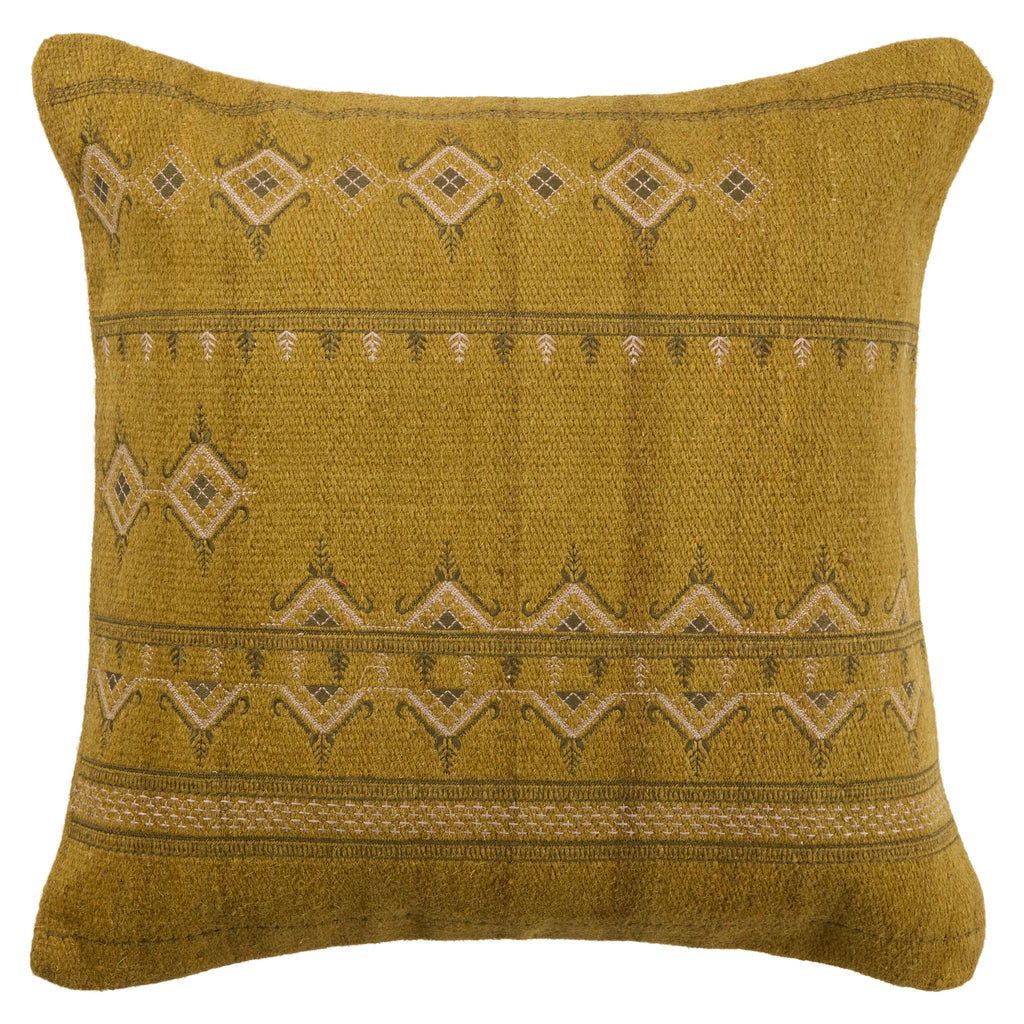 Jaipur Living Sagira Tribal Olive/ Dark Gray Pillow Cover (22" Square)