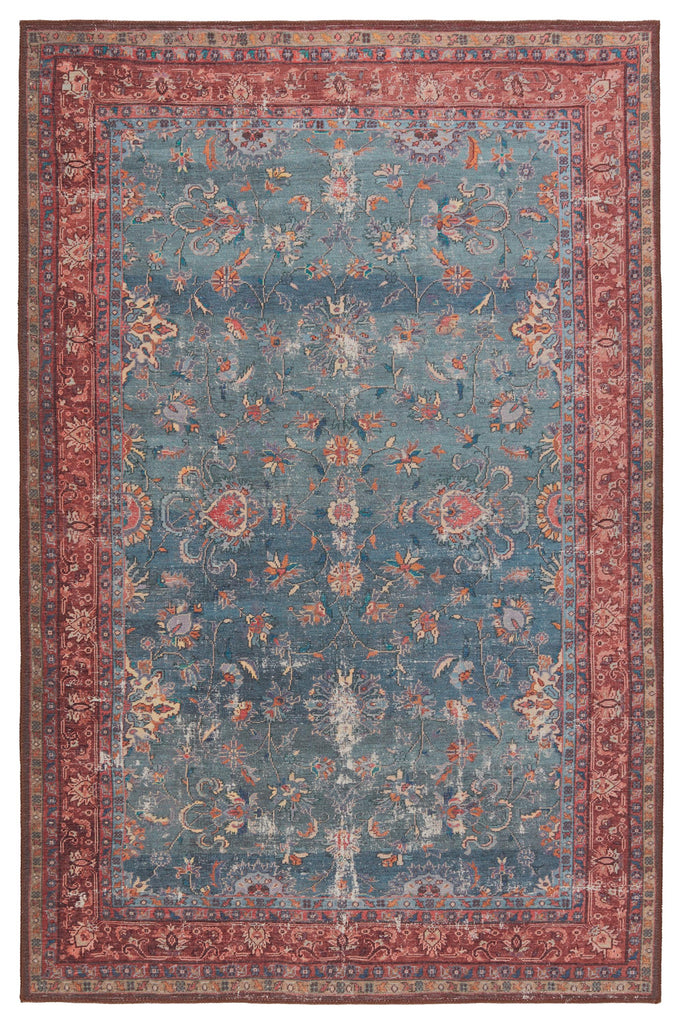 Kate Lester + Jaipur Living Yasha Floral Blue/ Red Area Rug (7'6"X10')