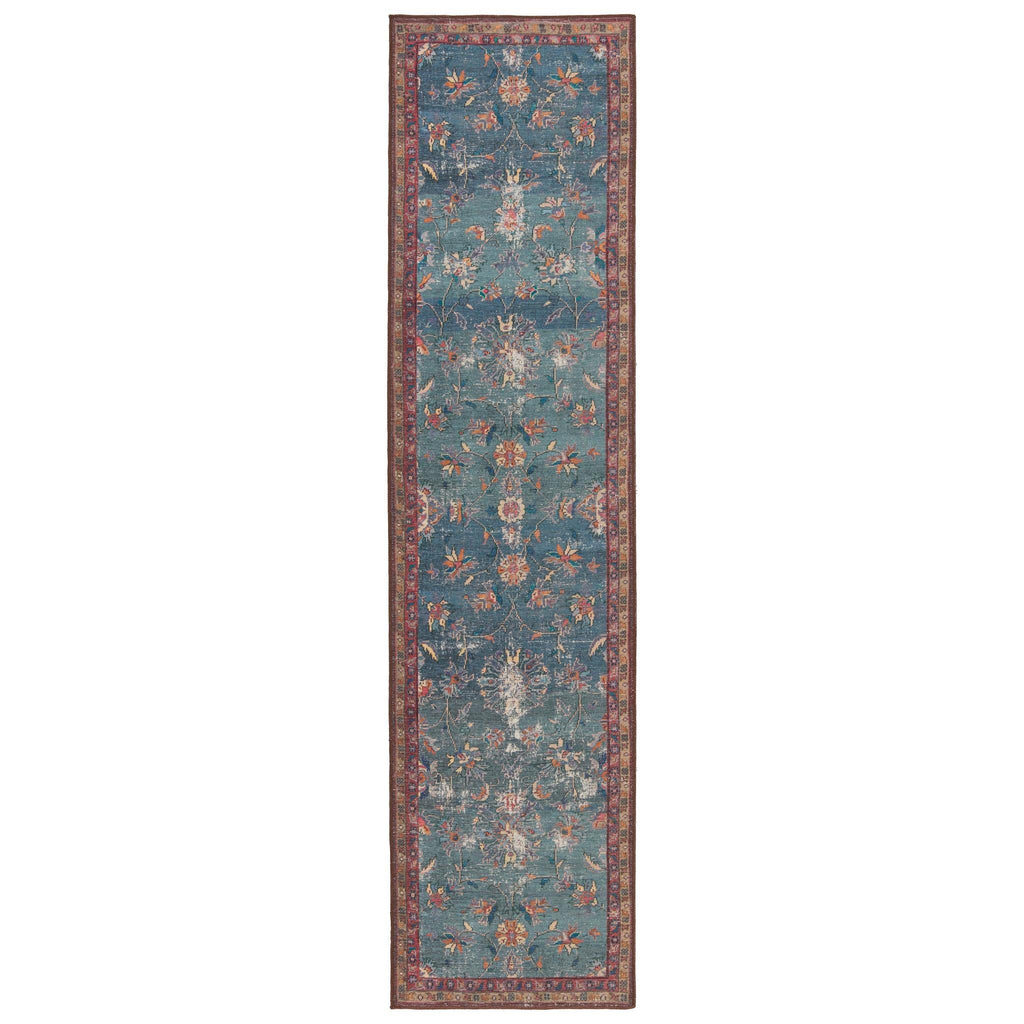 Jaipur Living Harman Yasha Floral Blue / Red 2'6" x 10' Rug