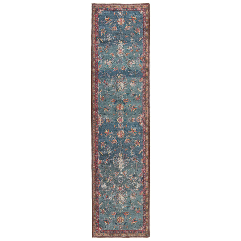 Kate Lester + Jaipur Living Yasha Floral Blue/ Red Runner Rug (2'6"X10')