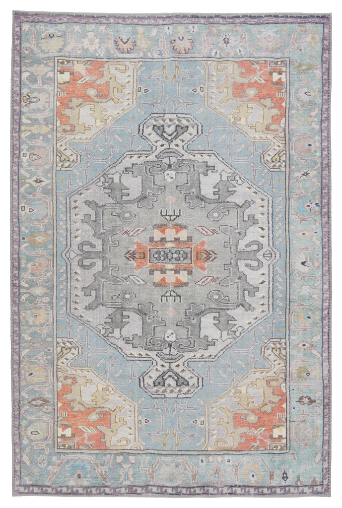 Kate Lester + Jaipur Living Zenora Medallion Sky Blue/ Silver Area Rug (7'6"X10')