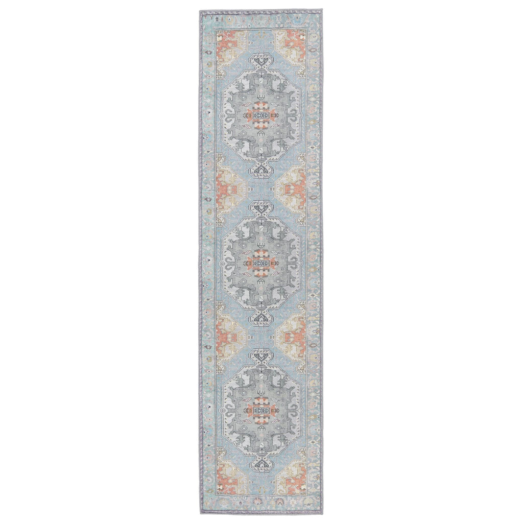 Kate Lester + Jaipur Living Zenora Medallion Sky Blue/ Silver Runner Rug (2'6"X10')