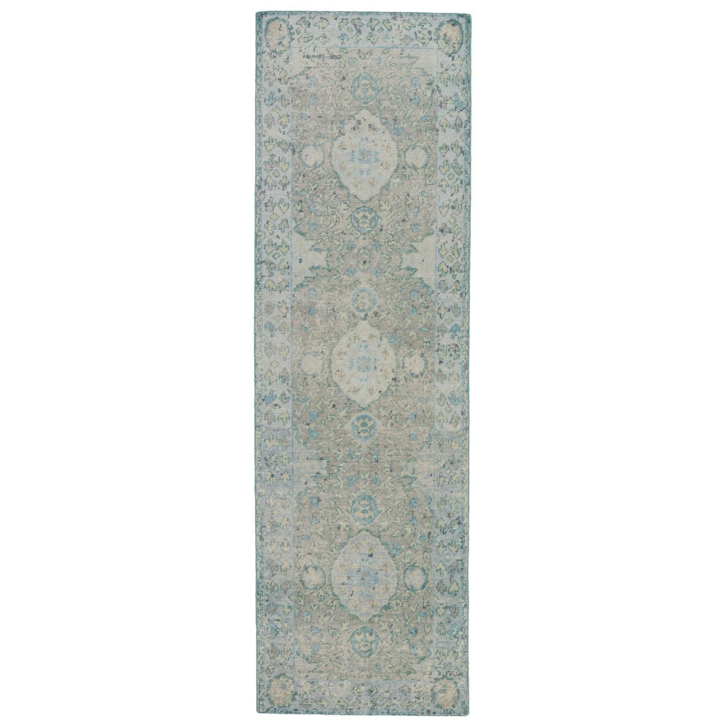 Jaipur Living Kai Alessia Border Aqua / Beige 3' x 10' Rug