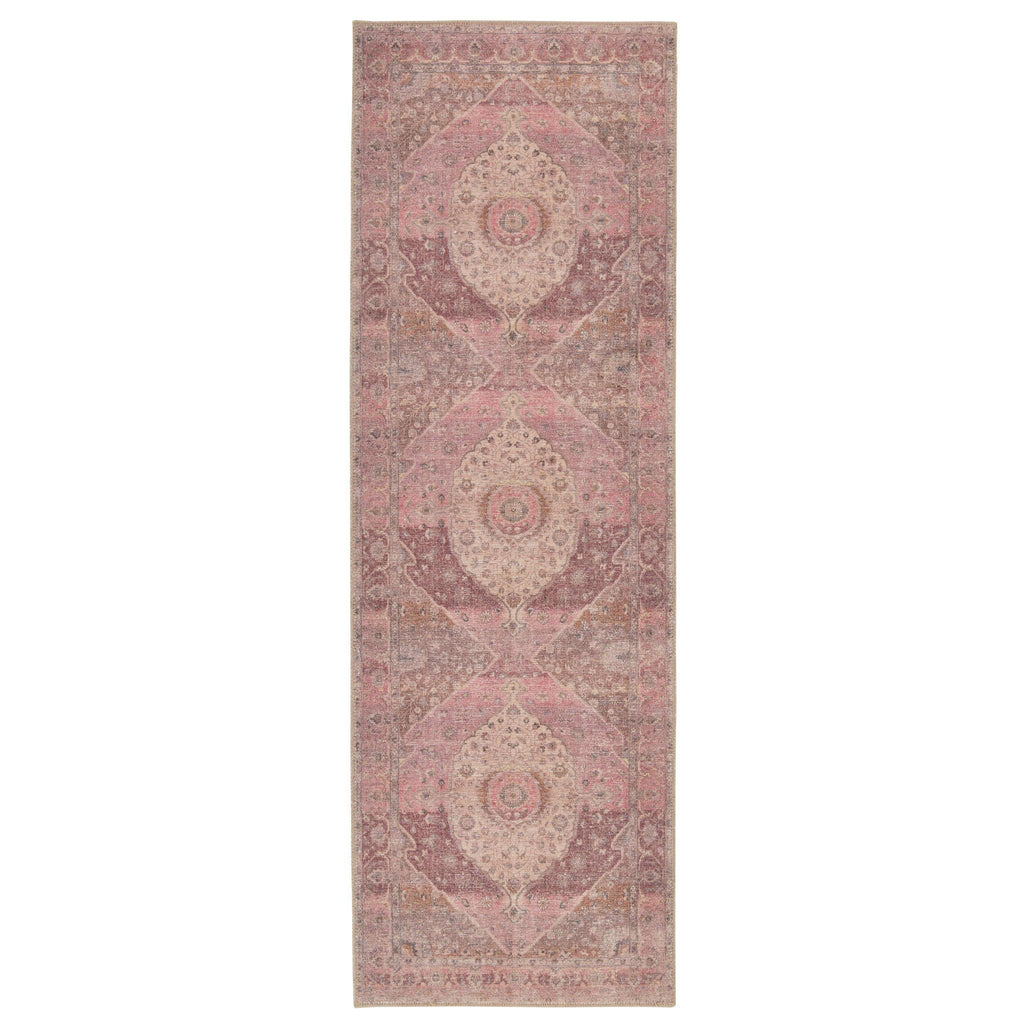 Jaipur Living Kindred Ozan Medallion Pink / Burgundy 2'6" x 7'6" Rug