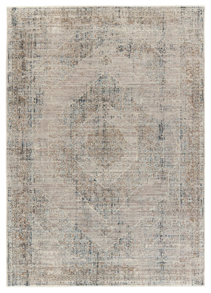 Jaipur Living Leila Adonia Medallion Taupe / Blue 4' x 5'2" Rug