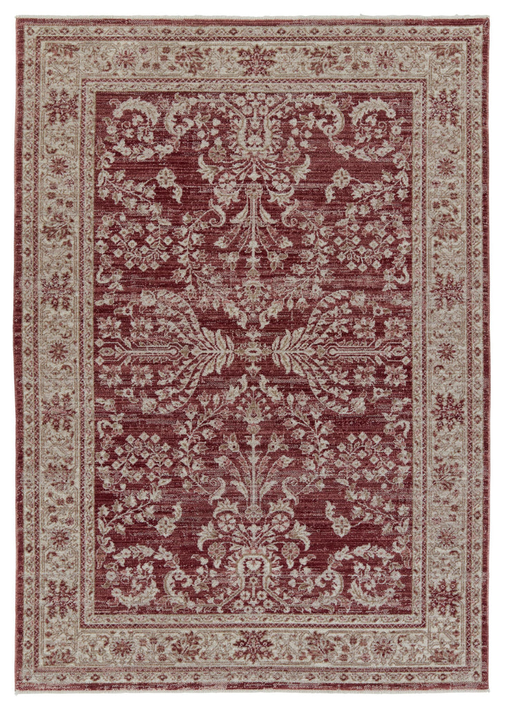 Jaipur Living Leila Katarina Floral Red / Light Gray 4' x 5'2" Rug