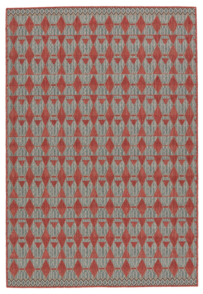 Vibe By Jaipur Living Maji Indoor/ Outdoor Geometric Red/ Sea Green Area Rug (4'X6')